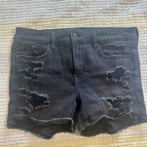 American Eagle Distressed Black Denim Shorts